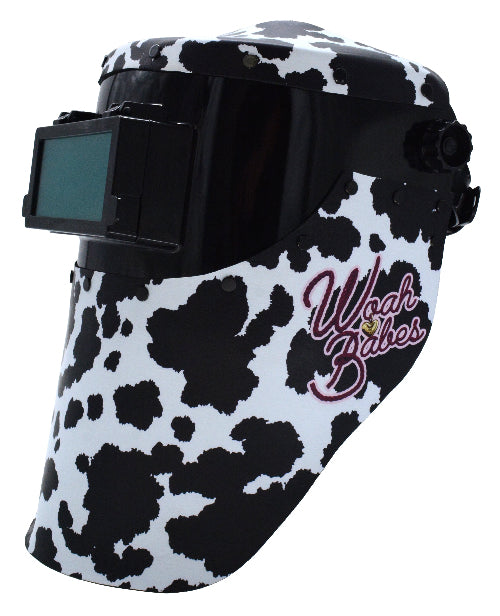 WoahBabes Cow Print Chopped Welding Hood