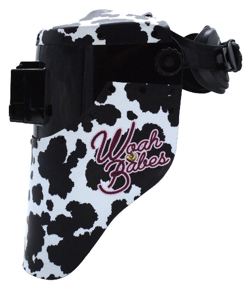 WoahBabes Cow Print Chopped Welding Hood